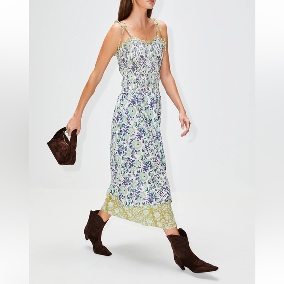 Alix of Bohemia Blue green floral Luna Jardin dress S - Picture 3 of 14